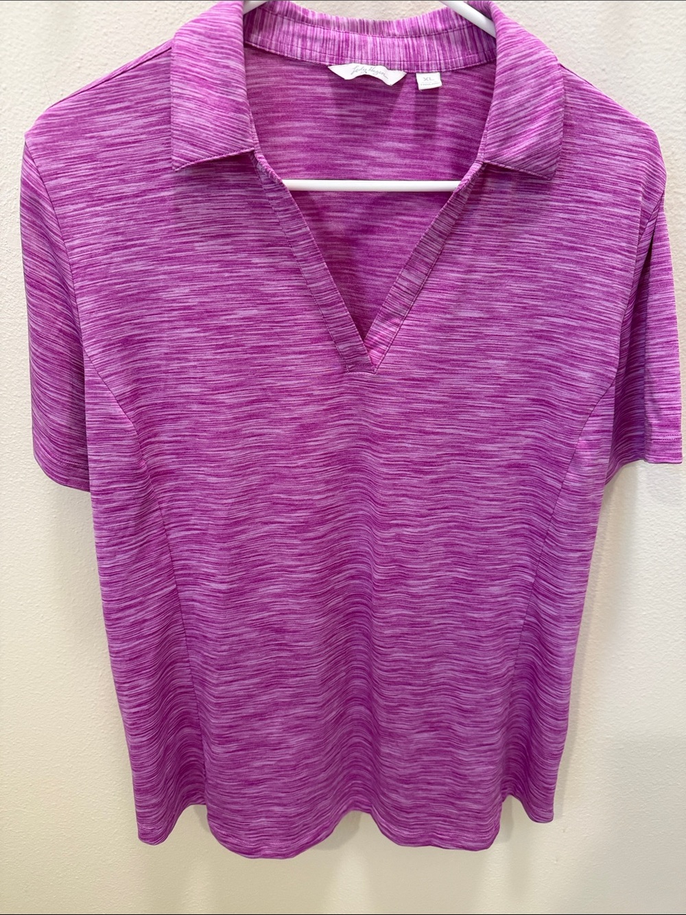 Lady Hagen Purple Heathered Polo Shirt - Lightweight Casual Top, Size XL